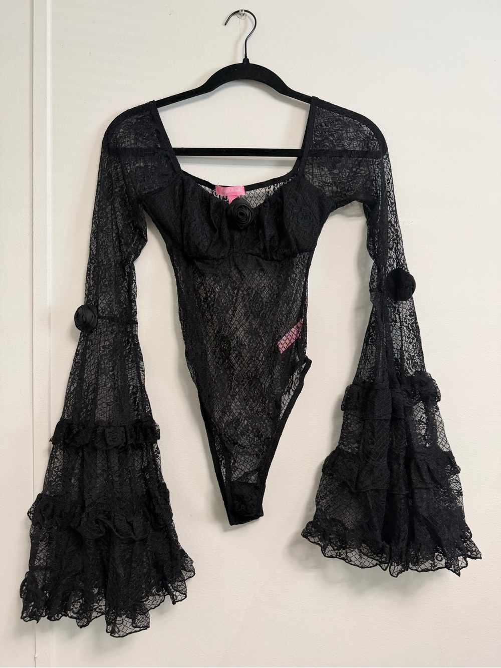 Sugarthrillz Black Rose LaceSleeve Bodysuit